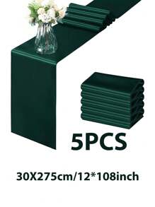 5pcs Satin Table Runner, 12 X 108 Inch, Wedding Decorative Tablecloth, Suitable For Wedding, Party, Birthday, Valentine's Day Table Decor, Can Be Tied Into Bows For Chair Covers