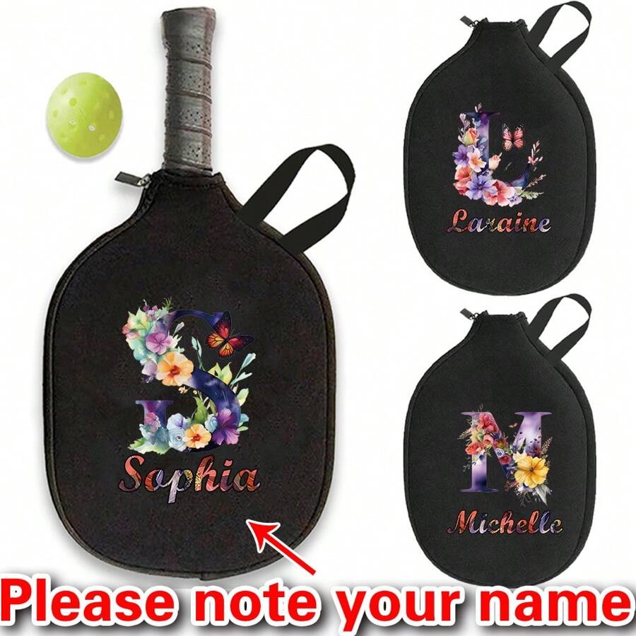 Bolsa personalizada con nombre para raqueta de tenis/bádminton, mochila portátil para raquetas de deportes, funda protectora de la serie Whitemarble para raquetas - Negro - Ver 1