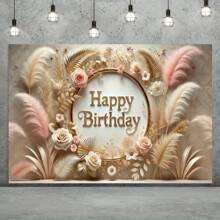 1 pièce Bannière en polyester "Joyeux anniversaire", décoration de fond de fête d'extérieur et d'intérieur, pas besoin d'électricité, décoration de jardin de festival, accessoire de célébration
