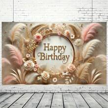 1 pièce Bannière en polyester "Joyeux anniversaire", décoration de fond de fête d'extérieur et d'intérieur, pas besoin d'électricité, décoration de jardin de festival, accessoire de célébration