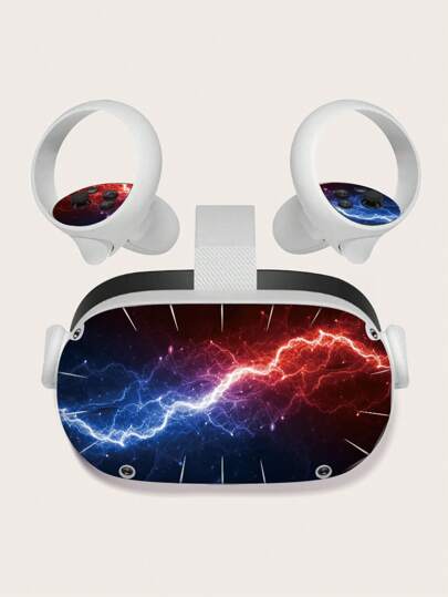 1 Set Of Sci-Fi Lightning & Starry Sky Style Stickers For Oculus Quest2 VR Headset, Self-Adhesive, Scratch-Resistant, Suitable For VR Gaming, Virtual Reality Experience, Device Display, Desktop Decoration, VR Device Transformation, Creative Decoration, Personalization, Renewal