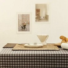 1pc Vintage Plaid Tablecloth, Farmhouse Style Rectangle Tablecloth For Dining Room, Coffee Table, Bedside Cabinet, Photography Background - Brown Plaid - View 4