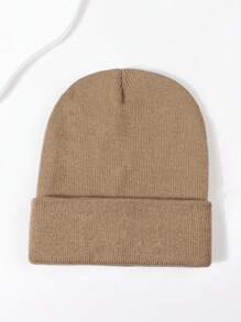 1 pezzo Berretto casual da donna con decorazione a lettera, senza visiera, adatto per l'inverno