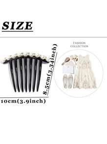 Schwarzer französischer Twist Haarklammer-Clips mit Kunstperlen dekorative Haarkämme für Frauen als Accessoire, vintage Haarstyling-Werkzeug (2er Pack)