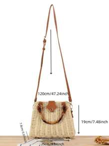 Korean Style Straw Crossbody Bag, New Fashionable Straw Handbag Woven Bag, Beach Bag, Versatile Wicker Bag For Women, Holiday Essentials,Perfect For Travel, Vacation, Holiday & Beach