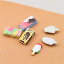 5 pièces/10 pièces Assortiment aléatoire de mini modèles réalistes de sucettes glacées, jouets décoratifs, set de jeu d'aliments miniatures