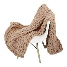 Living And Home Hand-Woven Chenille Blanket For Couch And Bed - Khaki 80cm L X 100cm W - View 1