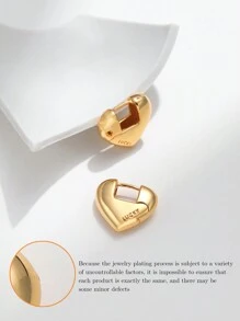 1 par de aretes de aro con diseño de corazón de cobre de moda para mujeres, para decoración diaria y Día de San Valentín