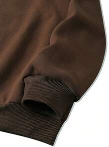 Sudadera unicolor CHOCOLATE de hombros caídos con forro térmico - Marrón Chocolate - Ver 4