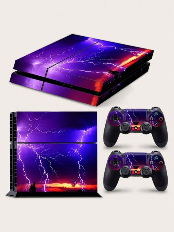 SUPSTICKER 1 Set, 3 Stücke, Aufkleber mit lila Weltraum-Galaxie-Blitz-Muster für Playstation 4 Spielekonsole