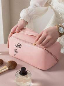 Spersonalizowana kosmetyczka z motywem kwiatowym i spersonalizowanym tekstem, wyłącznie dla Ciebie, przenośna, wodoodporna, pojemna kosmetyczka z PU, spersonalizowany prezent dla druhny, modna, pojemna torba podróżna, wysokiej jakości kosmetyczka