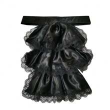 Set de jabot și manșete din satin cu volane, detașabil pentru adulți