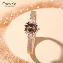 ColevKie 1st Dameshorloge van roestvrij staal met roségouden meshband, waterdicht quartzhorloge, modieus en romantisch, geschikt voor dagelijks gebruik