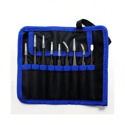 11/9/6件套不锈钢镊子套装，带防静电涂层 - 精密维修工具，适用于电子产品、焊接和工艺品制作，工艺工具，男士工具