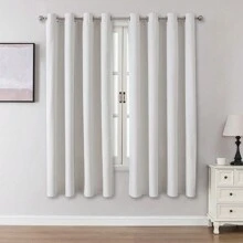 1pc/2pcs Optional Linen-Like Blackout Curtains, 100% Blackout Window Curtain Panels For Bedroom, Living Room, Dining Room, Thermal, Insulated, Water-Resistant, Home Theater Use With Eyelets - White - View 32