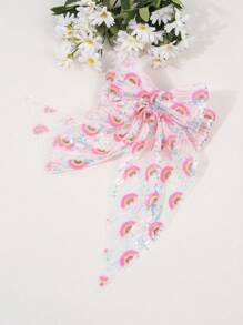 1pc Large Rainbow Hair Bows For Women Sparkling Sequines Bow French Clips With Long Tail Elegant Bow Hair Clips Glitter Party Bow Barrettes Ball Bow Hair Clips Women Hair Accessories Valentines Claw Clips