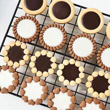 3D Flower Cookie Cutter Chocolate Sandwich Cookie Cutters Jam Biscuit Cutters For Baking Plastic Cookie Stamps Cookie Press Mold Sandwich Cookies Jam Biscuit Cutter Plunger Cookie Mold Fondant Molds