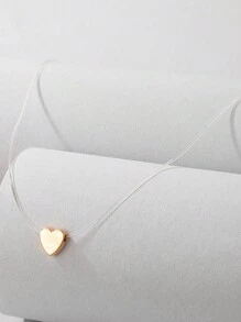imoli 1pc Minimalist Iron Chain Heart Pendant Necklace, Versatile, Small Neck Accessory, Good Gift For Her Valentines,Mom,Mother,Mother's Day,Gift - 19026 Gold - View 9