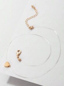 imoli 1pc Minimalist Iron Chain Heart Pendant Necklace, Versatile, Small Neck Accessory, Good Gift For Her Valentines,Mom,Mother,Mother's Day,Gift - 19026 Gold - View 7