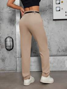 ADD FEMALE FASHION-508 Women's Dress Pants, High Waist, Includes Belt, Casual, Elegant, Modern, National Shipping SHE(IN) - Màu be - Xem 2