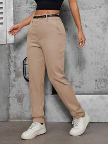 ADD FEMALE FASHION-508 Women's Dress Pants, High Waist, Includes Belt, Casual, Elegant, Modern, National Shipping SHE(IN) - Màu be - Xem 4