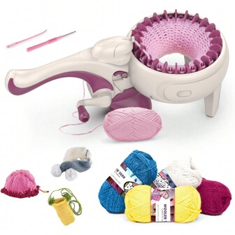 ZILEMOPO 24 Needles Knitting Machines,Hand-Operated Knitting Loom Machine For Kids And Adults,Knitting Board Rotating Double Knit Loom Machine Kit,DIY Knit Scarf Hat Sock