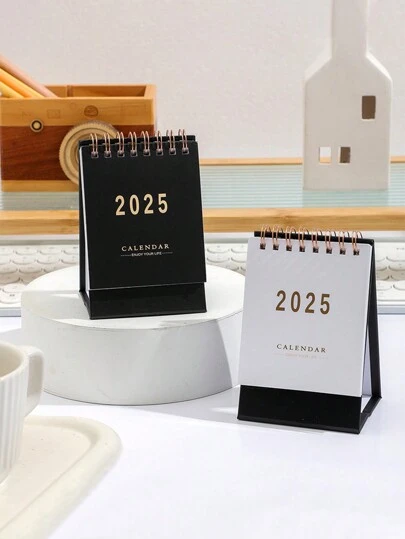 1 件简约优雅的 2025 年日历 - 时尚金色封面小日历，简约风格便携尺寸计划器备忘录日程表配件办公用品学校用品返校，返校，学校用品