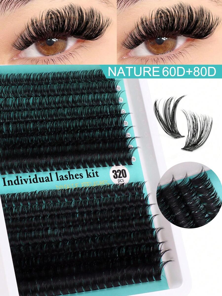 320 Cụm D Curl Lông Mi Riêng Lẻ Chiều Dài Hỗn Hợp 9-16mm, Tự Làm Tại Nhà Mi Giả Nối Dài Hàng Ngày, Mềm Mại Và Tự Nhiên, Đen Dày 30D 40D 50D 60D 80D 100D, Dễ Sử Dụng, Mi Phân Đoạn Làm To Mắt Bạn - D - Xem 1