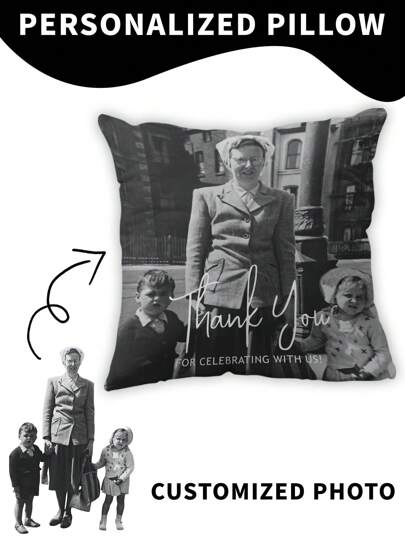 1pc Customizable Photo Pillow Case, Wedding Couples Commemorative Gift, For Home Decor, Valentine's Day, Christmas, New Year, Baby/Couple/Friend/Family Portrait, Single-Sided Print, No Filling