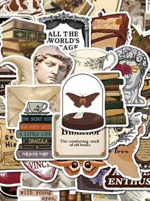 50pcs Dark Academia Cartoon Graffiti Stickers Water Cup Computer Luggage Decoration Waterproof Stickers - Multicolor - View 10