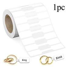 2卷/1000张空白自粘珠宝价格标签贴纸，适用于项链、戒指展示标签、价格标记配件（1卷，500张标签/卷） - 彩色 - 查看 10