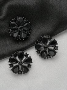 Set de 4 botones metálicos florales ocos con incrustaciones de diamantes, decoración elegante para vestido de novia, abrigo, suéter, blazer, manualidades DIY, joyero, bolso