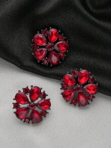 Set de 4 botones metálicos florales ocos con incrustaciones de diamantes, decoración elegante para vestido de novia, abrigo, suéter, blazer, manualidades DIY, joyero, bolso