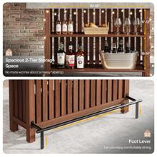 LITTLE TREE LITTLE TREE 63-Inch Spacious Home Bar Unit, Contemporary 2-Tier Bar Table With Footrest, Corner Mini Coffee Bar Cabinet For Kitchen, Pub, Dining And Living Rooms, Brown