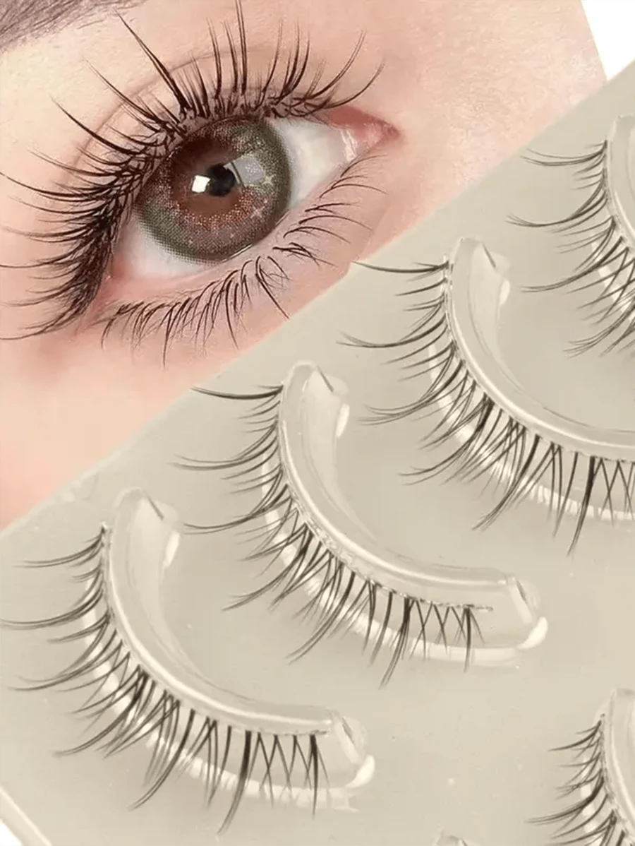 10 件泰国化妆品卡通小恶魔假睫毛，透明隐形睫毛串可重复使用全条睫毛条睫毛，睫毛，睫毛，假睫毛 - 自然纖長款 - 查看 1