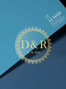 60-1000pcs Personalized Transparent Labels With Gold Leaf Detailing For Weddings & Special Events, Custom-Made Clear Adhesive Circular Stickers For Elegant Celebrations, Perfect For Invitations - 4cm - View 9