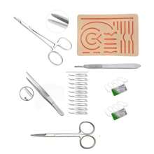7-Piece Stainless Steel Simple Suture Kit For Students + Simulator Skin - Grey - View 1