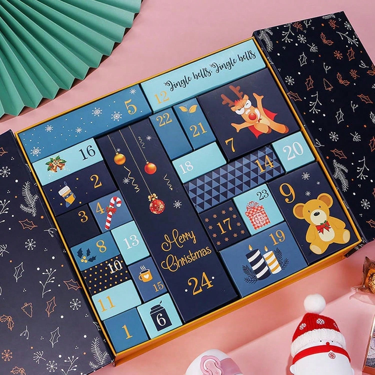 Calendario Dell'Avvento, Calendario Dell'Avvento da Riempire, Calendario Dell'Avvento Fai Da Te, Calendario Dell'Avvento di Natale con 24 Scatola