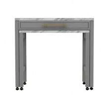 Light Gray Counter Height Table W NESTED TABLE Dining Room Furniture Faux Marble Top Table,TrendyHome