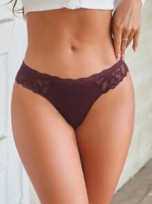 FINETOO 6 pièces Culottes tanga sexy ajourées en patchwork à motif de dentelle pour femmes