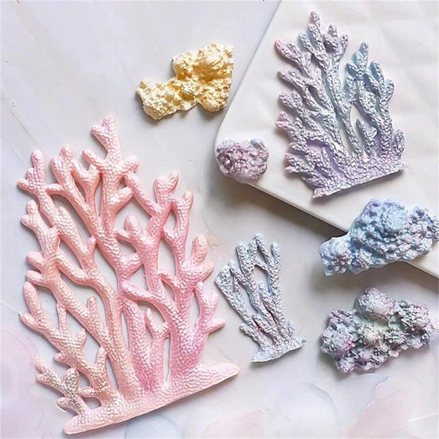 Baking Fondant Cake Molds - Ocean Series Mermaid, Seaweed, Coral Reef Cake/Chocolate Molds Crafts Clay Tools Set - Beige - View 1