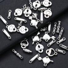 100 件/包各种形状双孔吊坠珠，适用于 DIY 手链、项链、耳环、珠宝制作装饰 - 銀灰色 - 查看 2