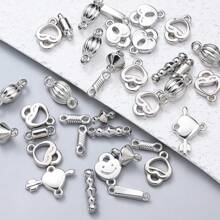 100 件/包各种形状双孔吊坠珠，适用于 DIY 手链、项链、耳环、珠宝制作装饰 - 銀灰色 - 查看 1