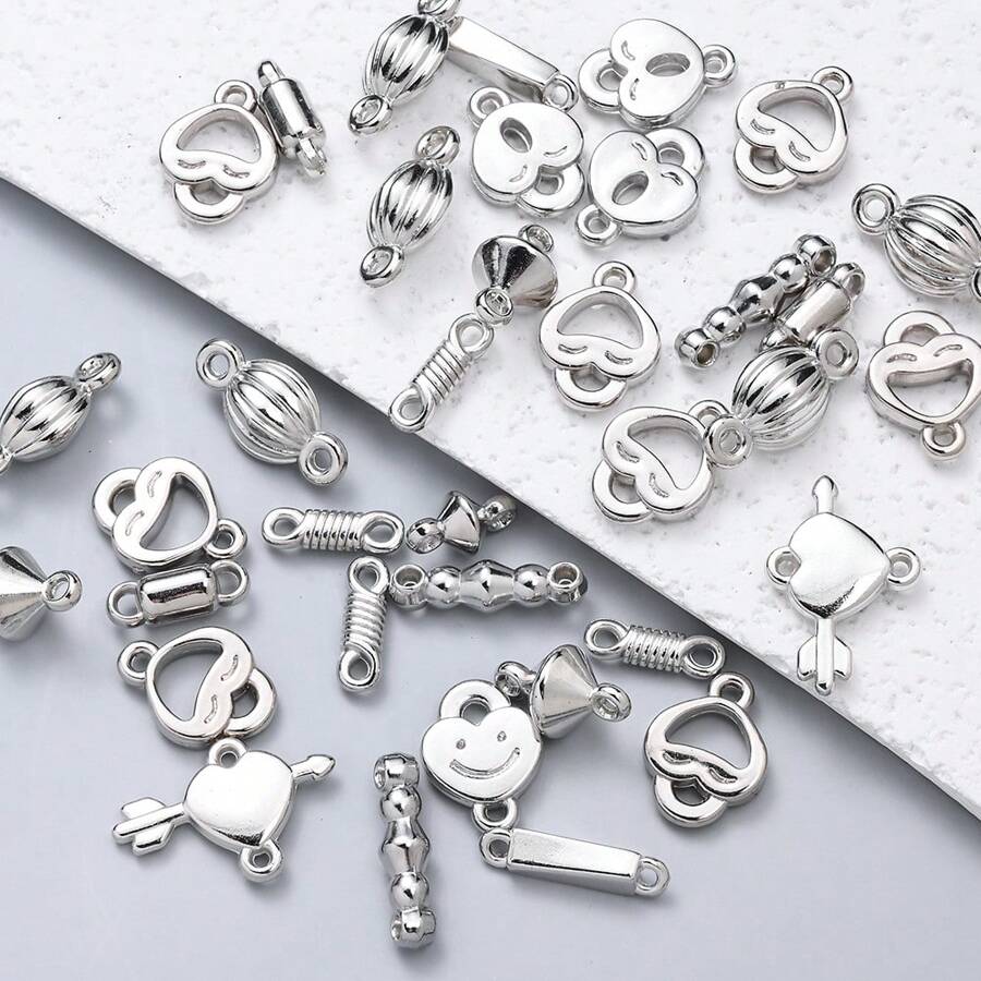 100 件/包各种形状双孔吊坠珠，适用于 DIY 手链、项链、耳环、珠宝制作装饰 - 銀灰色 - 查看 1