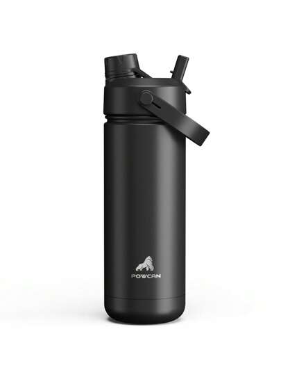 Garrafa de água isolada de 18 onças com palha 2 em 1 e tampa de bico, manter fria 24 horas por dia, à prova de vazamentos, garrafa de água de aço inoxidável de parede dupla para esportes, academia, viagens e escola