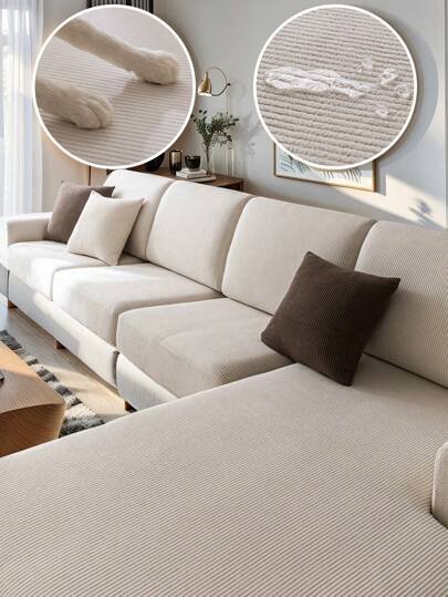 1pc Soft Velvet Solid Color Water-Resistant Elastic Sofa Seat Cover, Anti-Splatter Dust Cover, Suitable For Living Room, Bedroom, Guest Room Sofa Protection Gifts Birthday Graduation