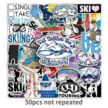 50 PCs Funny Cute Ski Stickers For Laptops, Water Bottles, Diaries, Suitcases, Cars, Wardrobes And Other DIY Decorative Stickers