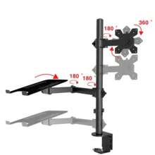 Suporte Portátil Com Dupla Montagem de Mesa Para Monitor Com Bandeja Para Notebook Z012 Tela de 15" Até 33" - Preto - Visão 2