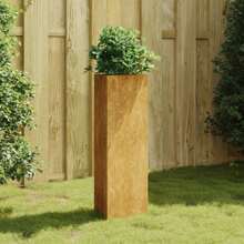 Corten Steel Garden Planter 30cm Width 26cm Depth 75cm Height Durable Outdoor Plant Container Rustic Design - Brown - View 1
