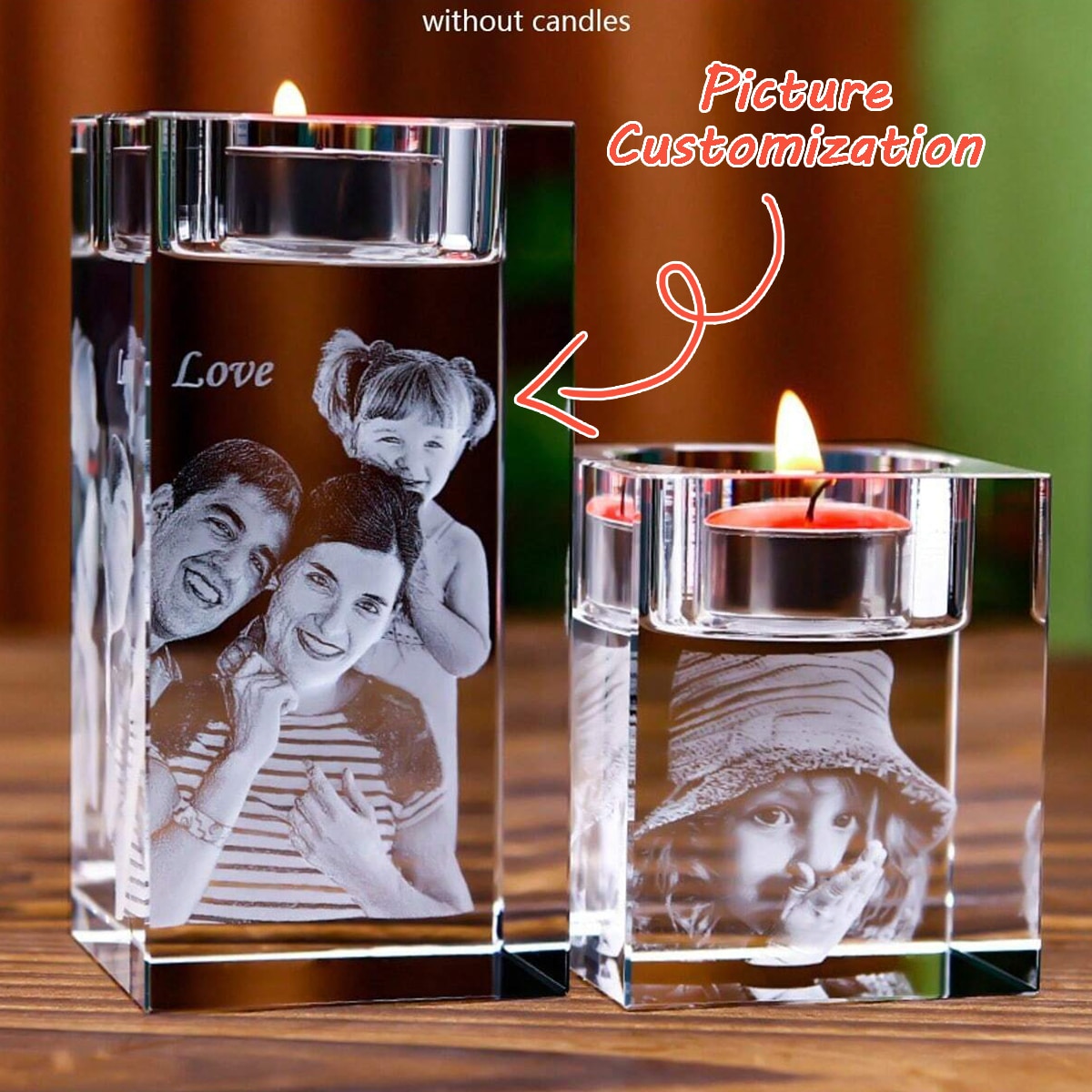 1 pezzo Portacandela in cristallo con foto personalizzata, portacandela in vetro con foto incisa a laser, regalo commemorativo per animali domestici, portacandela in cristallo con incisione laser, opera d'arte decorativa in vetro - regalo personalizzato specializzato per Natale, fidanzamento, commemorazione di animali domestici, inaugurazione della casa, ricordo, decorazione per la casa (candela non inclusa) Elegante, vintage personalizzato, unico, regali ideali per lei, il fidanzato, la fidanzata, il papà, la mamma, la famiglia, gli amici, gli animali domestici, per la casa, il salotto